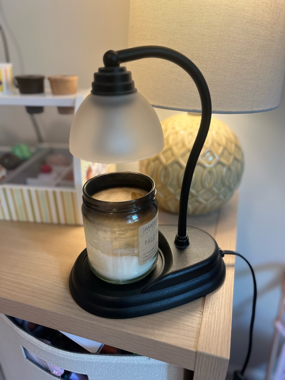 Black Candle WarmerLamp with Frosted Glass Shade